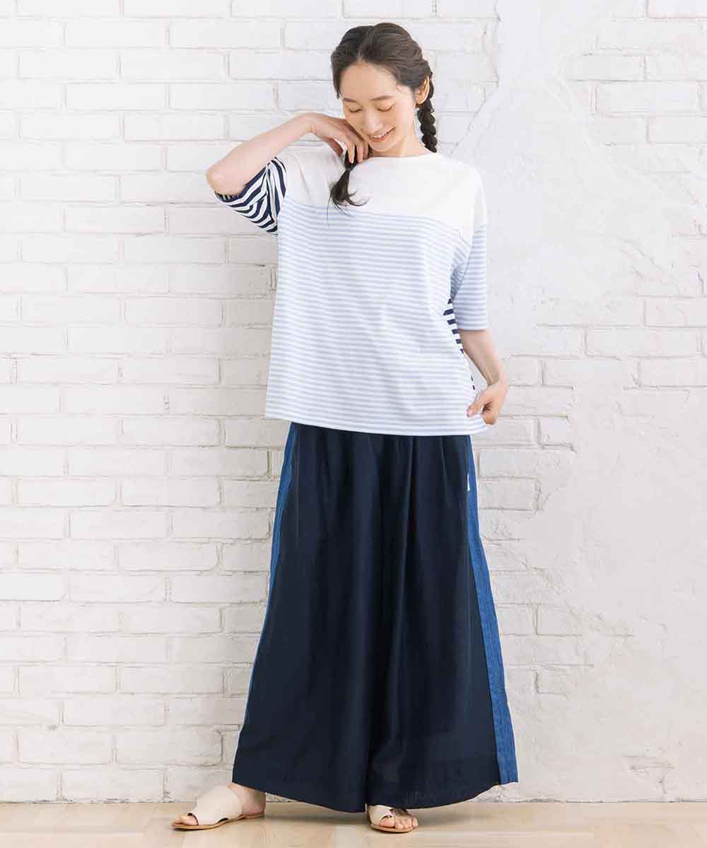 BLANC basque [Rogique]ローン×ライトデニムコンビパンツ