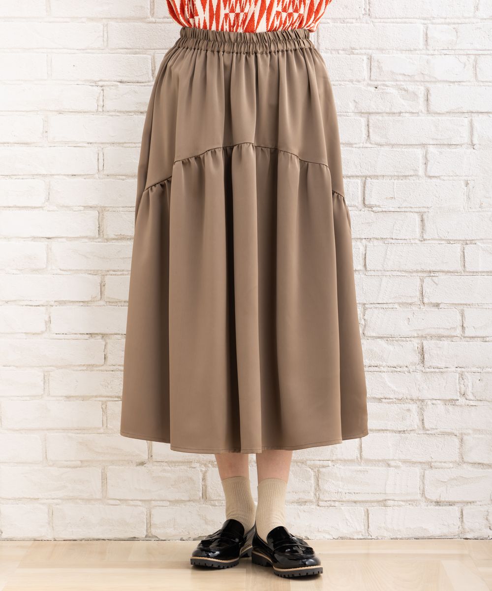 【大きいサイズ】 21号(6L～) FONTLAB アシメティアードサテンスカート