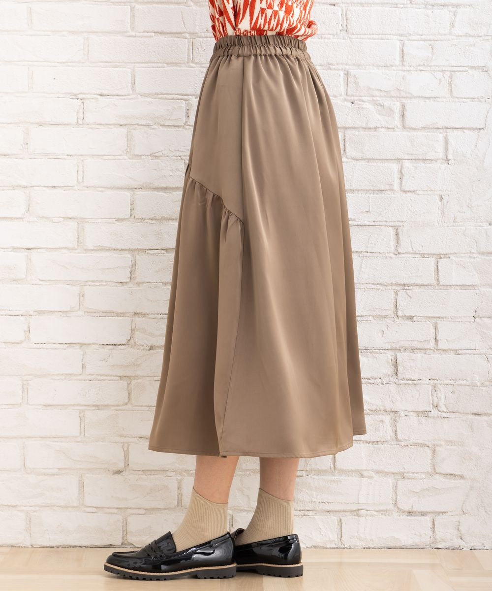 【大きいサイズ】 21号(6L～) FONTLAB アシメティアードサテンスカート