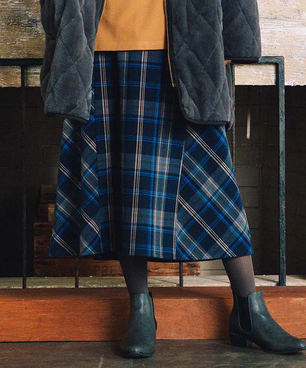 両面起毛チェックスカート