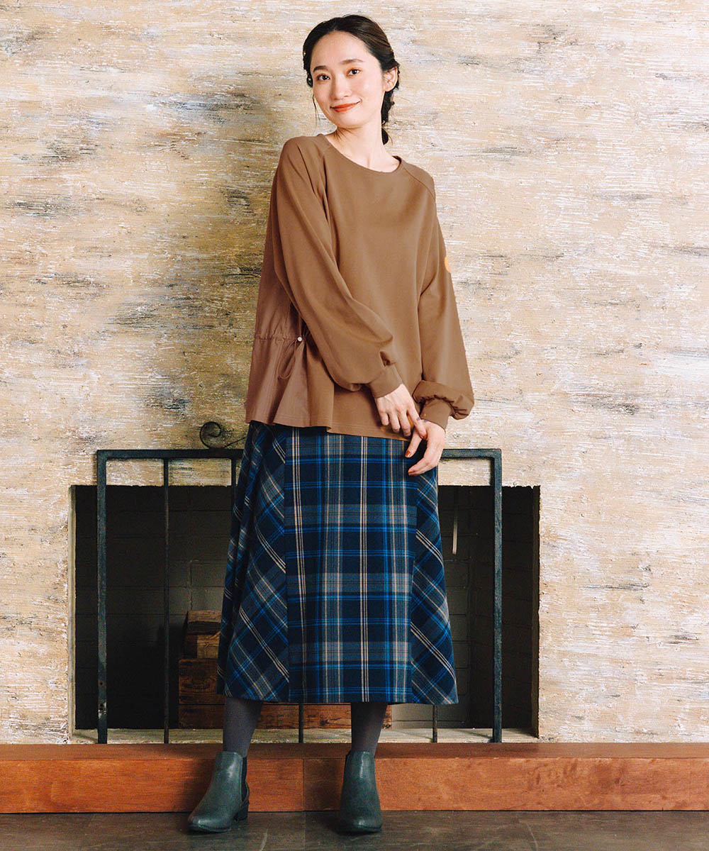 両面起毛チェックスカート