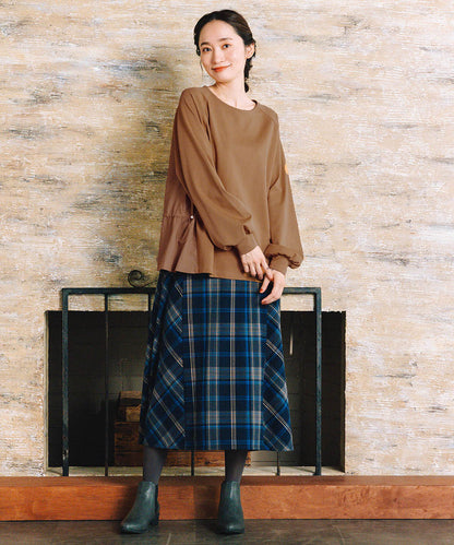 両面起毛チェックスカート