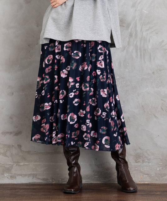 14-1606 NUMPH 【リミサロ】ブラーフラワープリントスカート