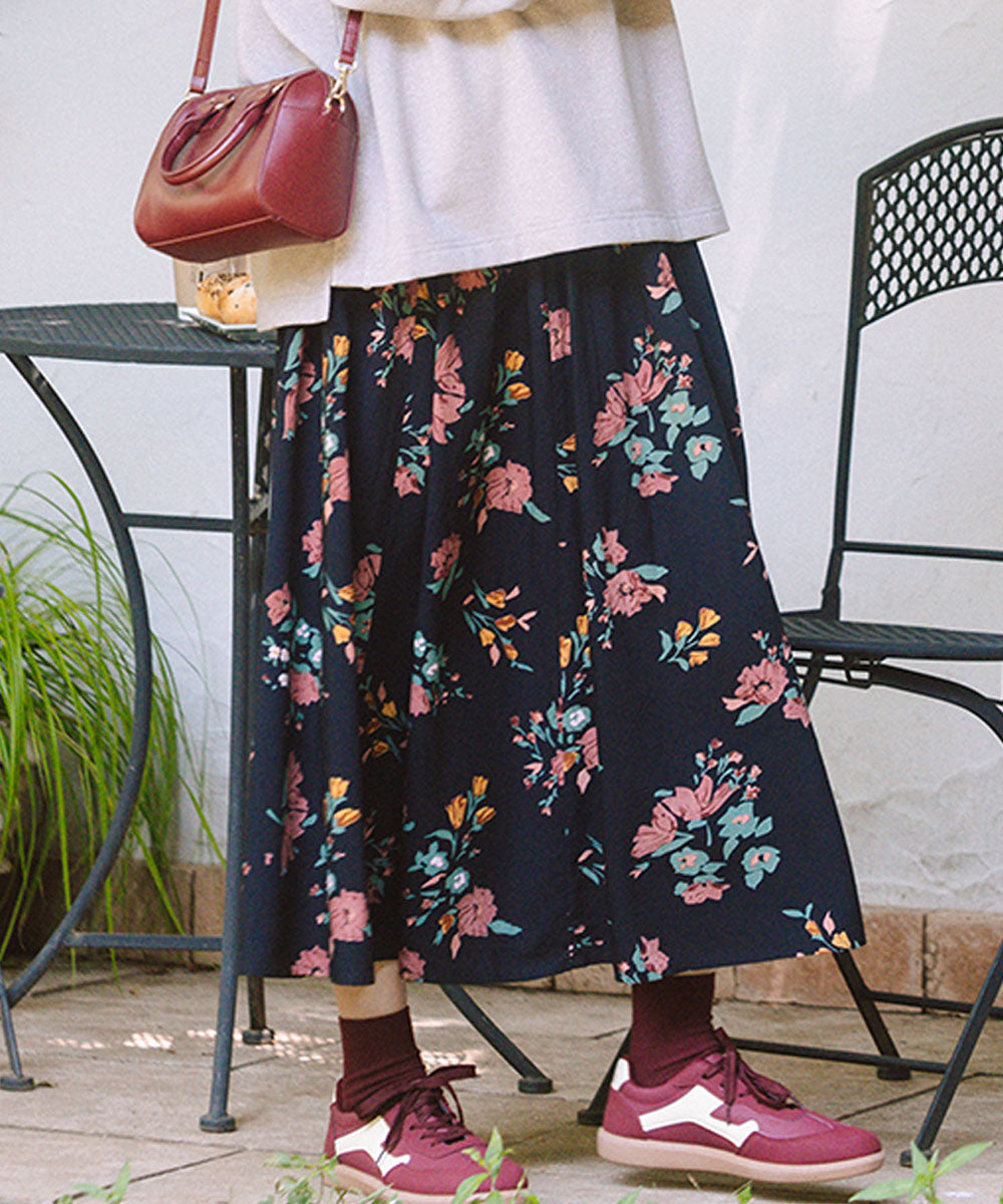 大きいサイズ レディース 花柄 フレア ロングスカート｜sabstreet my standard(サブストリートマイスタンダード)