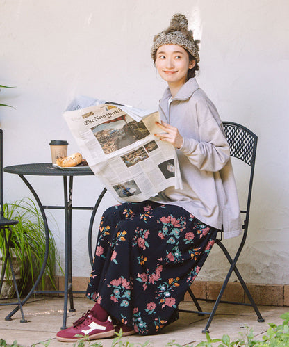 INDESIGN フラワーブーケプリントスカート