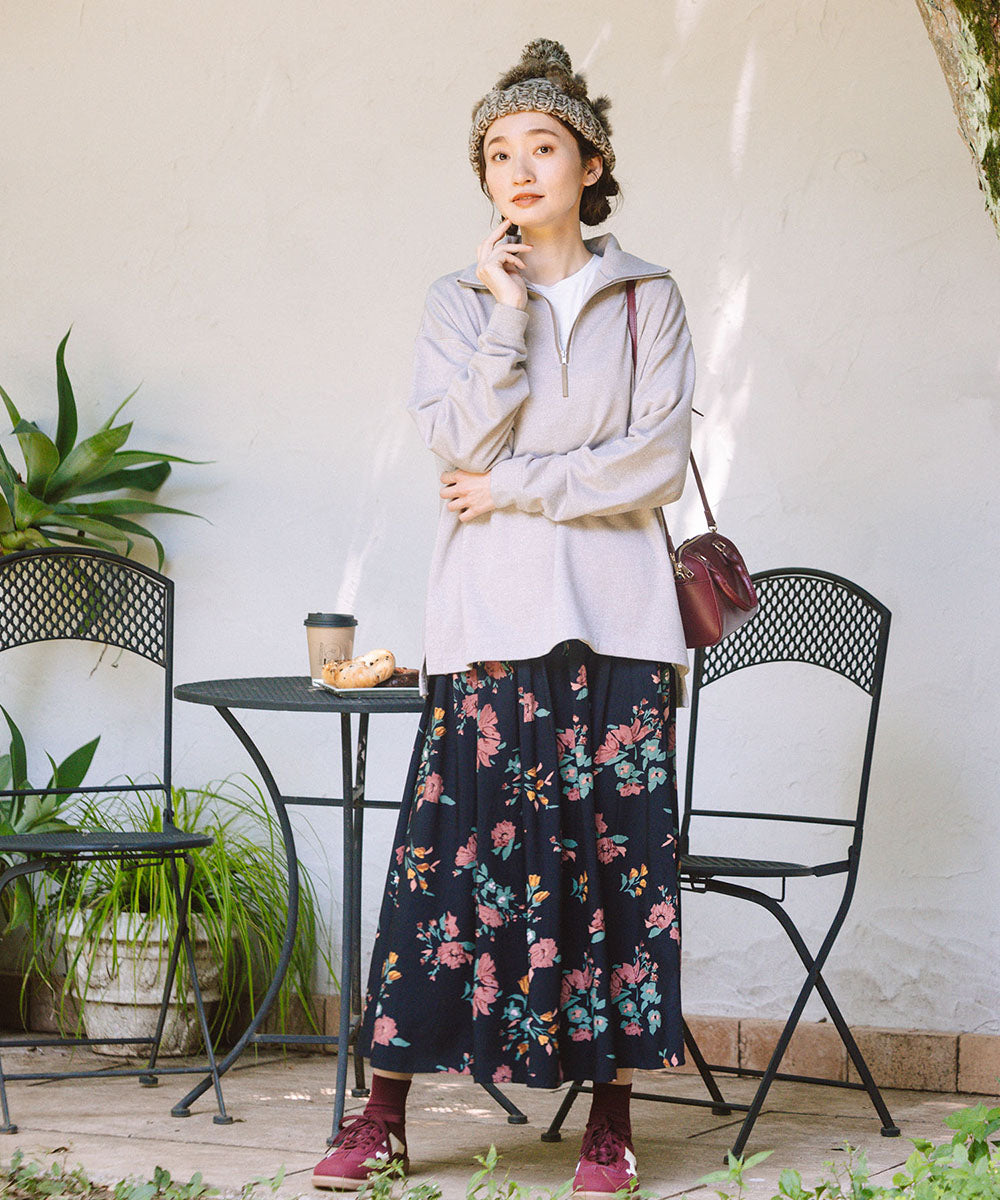 大きいサイズ レディース 花柄 フレア ロングスカート