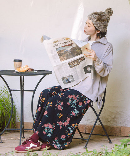 INDESIGN フラワーブーケプリントスカート