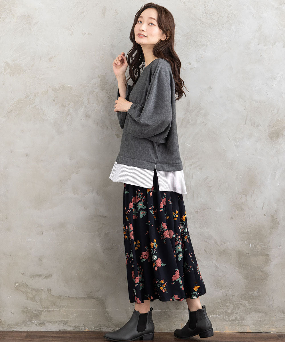 INDESIGN フラワーブーケプリントスカート