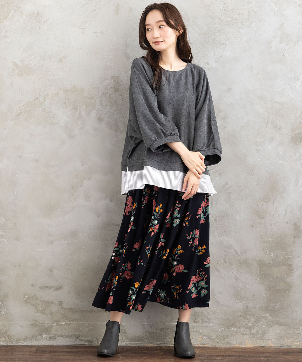 INDESIGN フラワーブーケプリントスカート