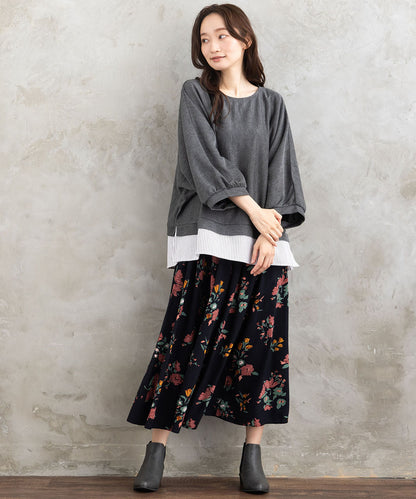 INDESIGN フラワーブーケプリントスカート