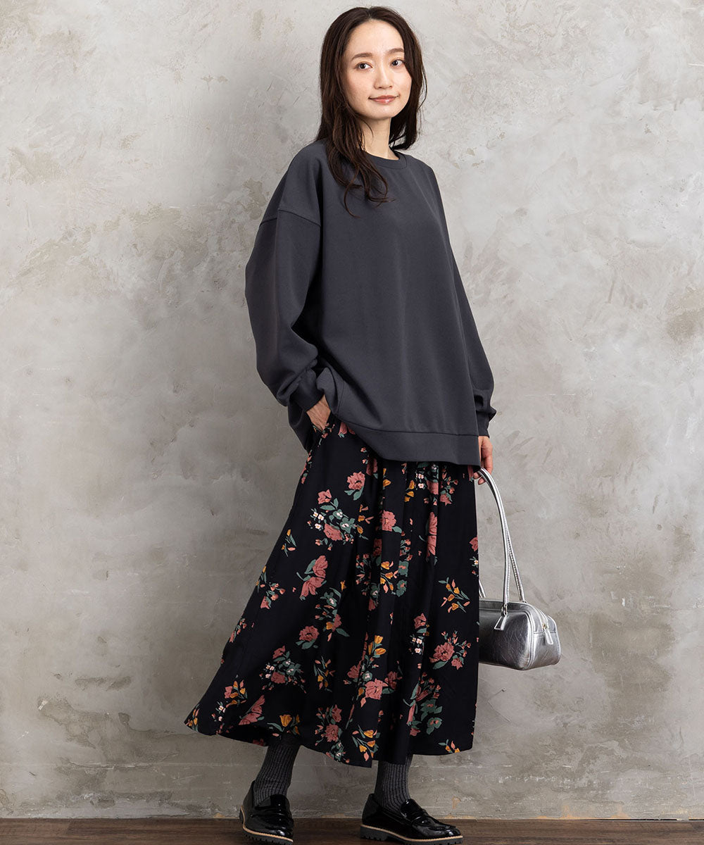 INDESIGN フラワーブーケプリントスカート