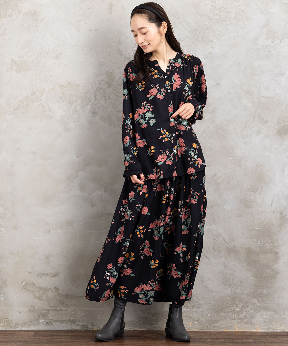 INDESIGN フラワーブーケプリントスカート