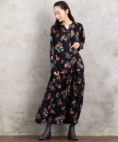 INDESIGN フラワーブーケプリントスカート