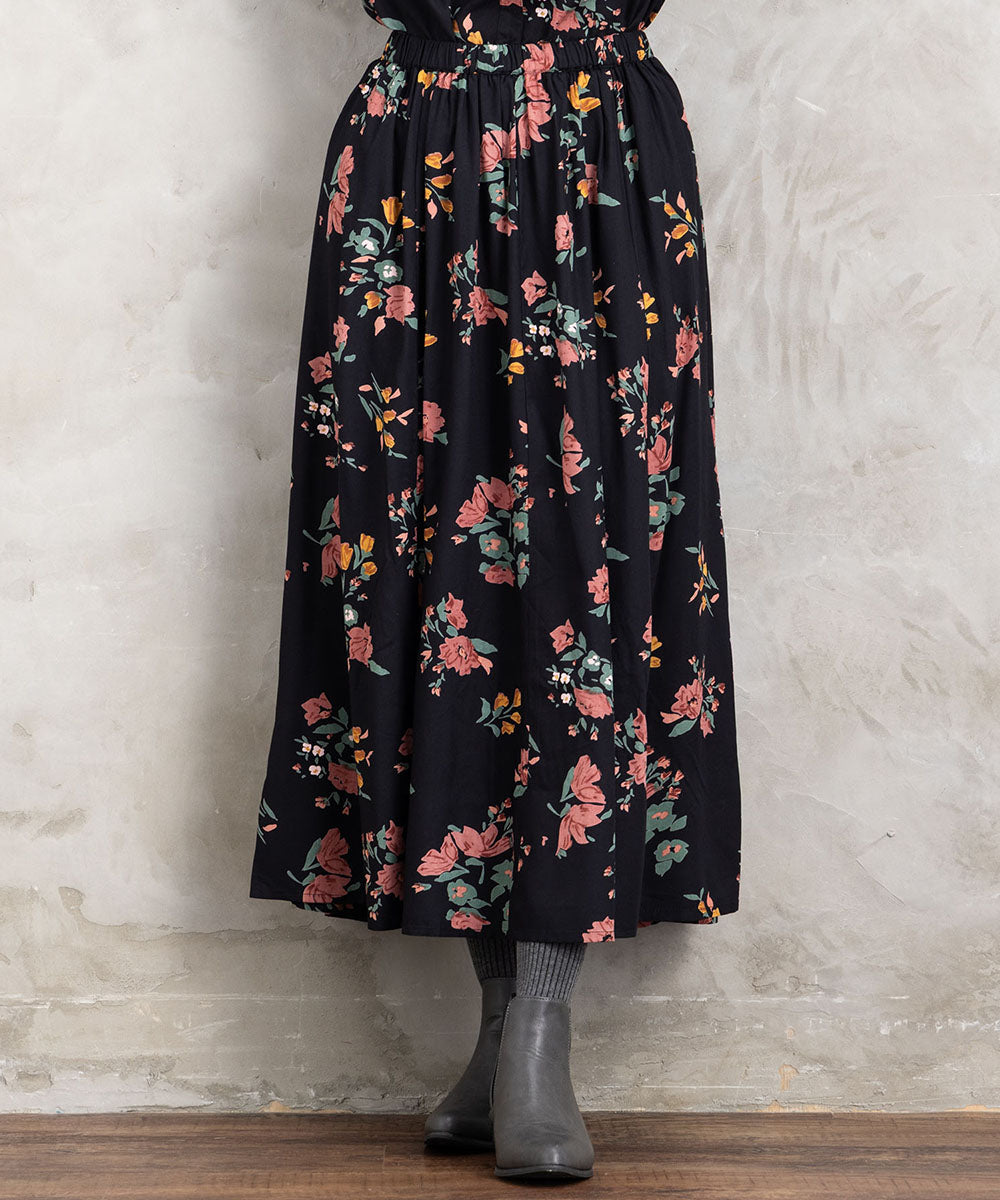 INDESIGN フラワーブーケプリントスカート