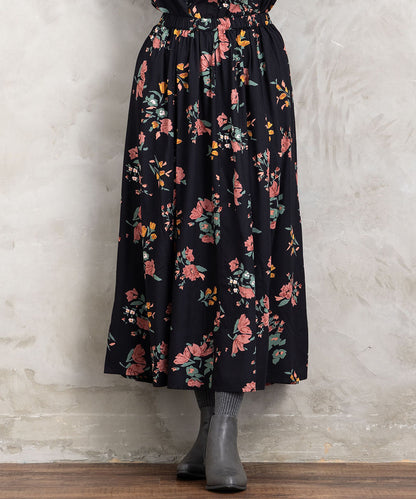 INDESIGN フラワーブーケプリントスカート