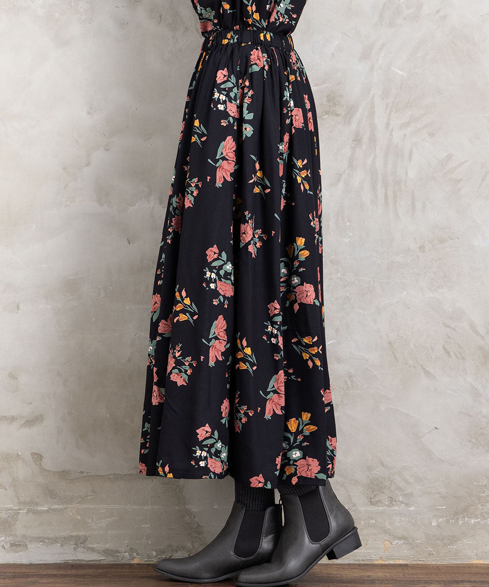 INDESIGN フラワーブーケプリントスカート