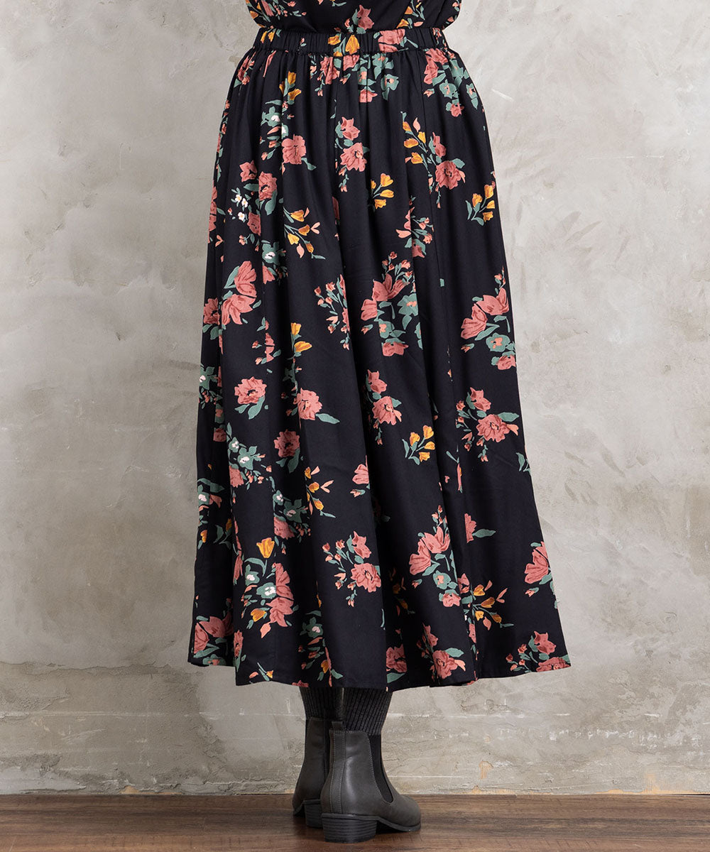 INDESIGN フラワーブーケプリントスカート