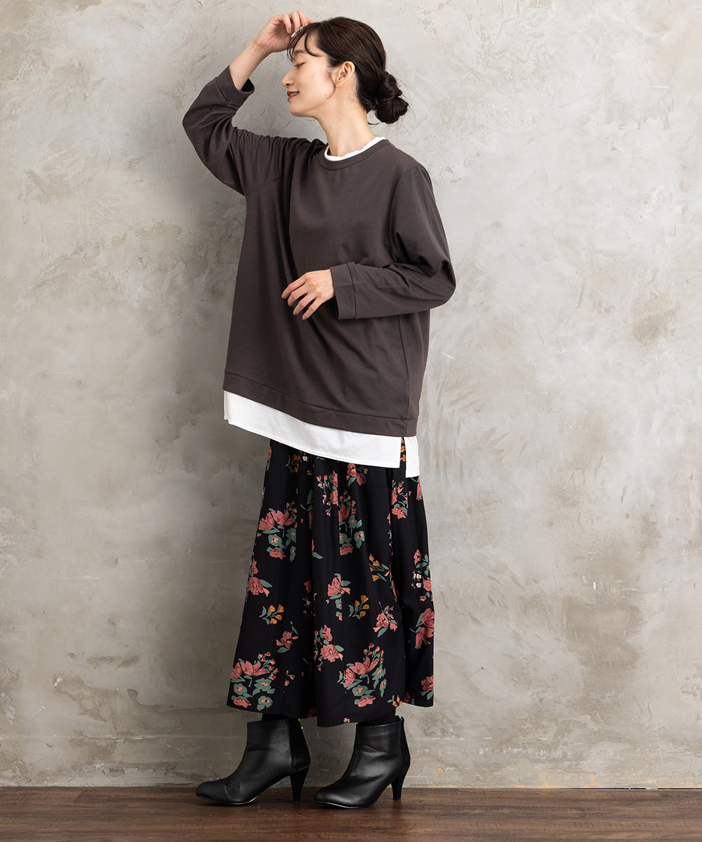 INDESIGN フラワーブーケプリントスカート