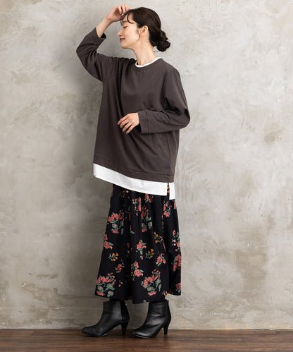 INDESIGN フラワーブーケプリントスカート