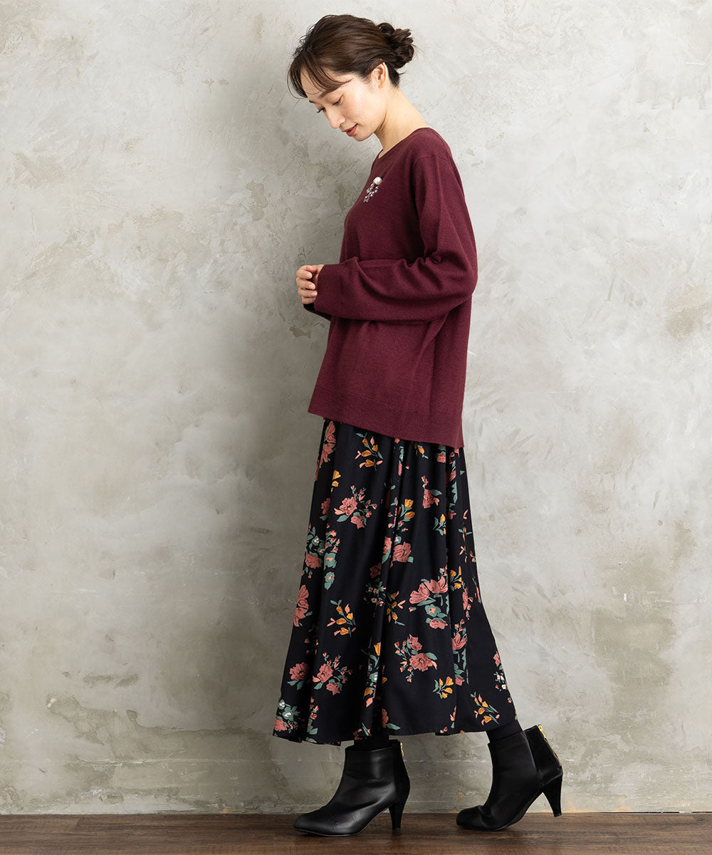 21号(6L～) INDESIGN フラワーブーケプリントスカート