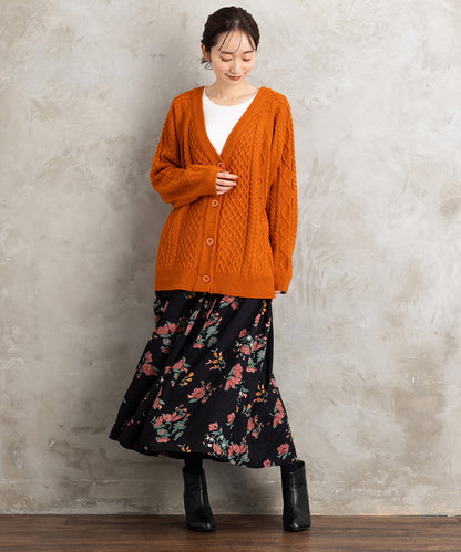 INDESIGN フラワーブーケプリントスカート