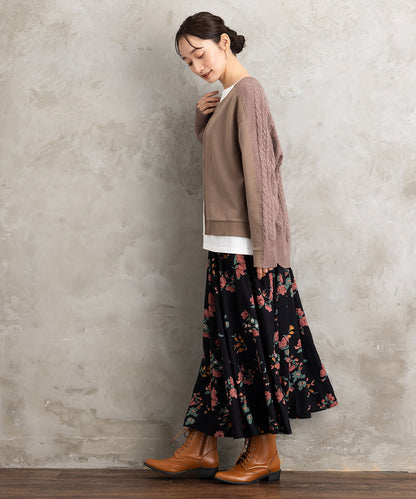 INDESIGN フラワーブーケプリントスカート