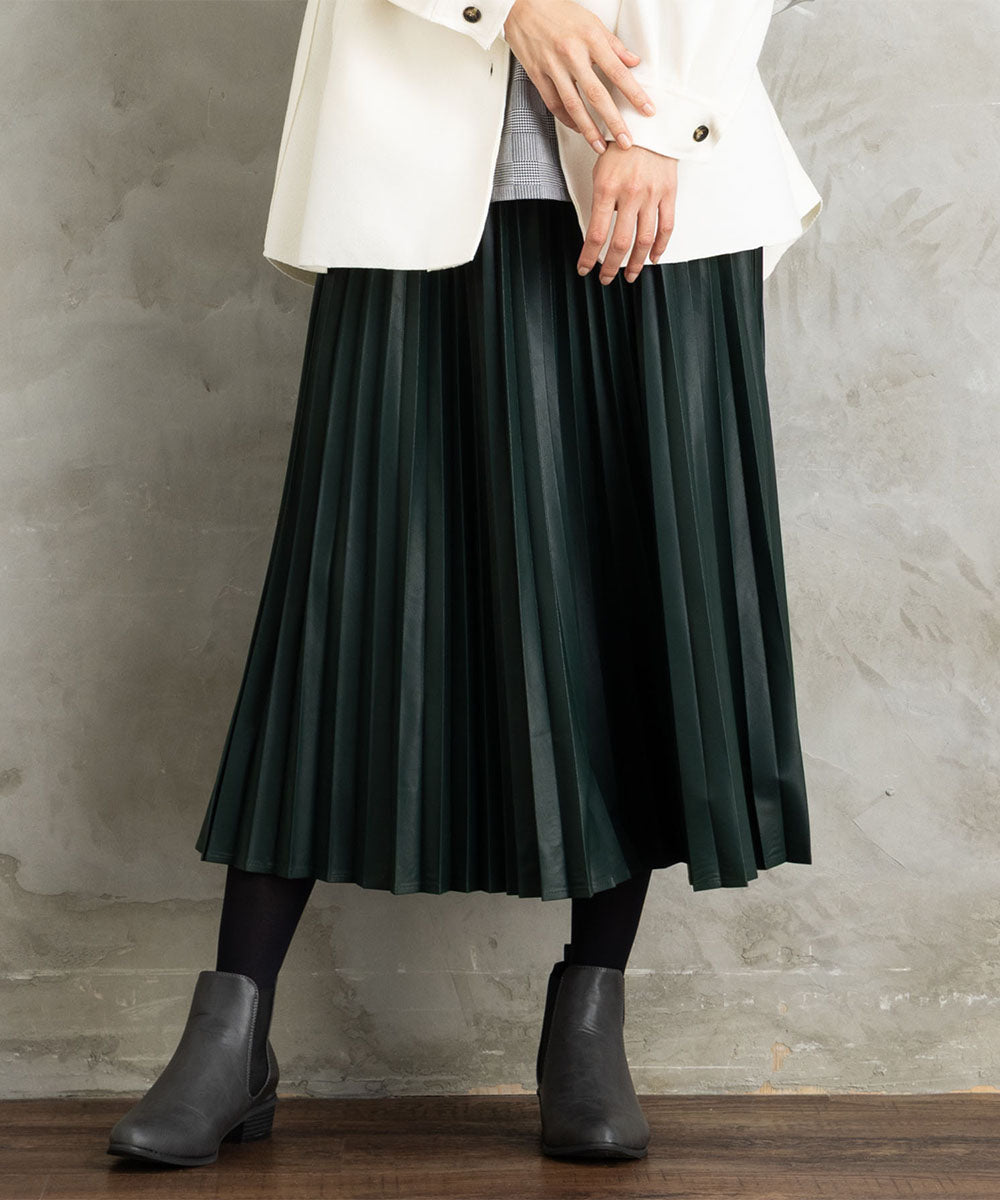 レザーライクプリーツスカート