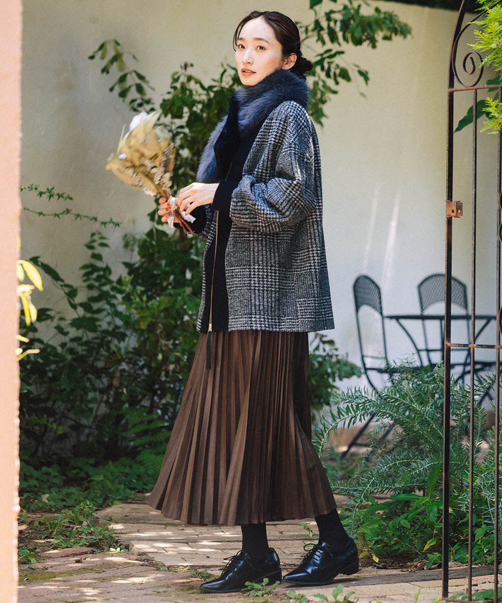 21号(6L～) レザーライクプリーツスカート