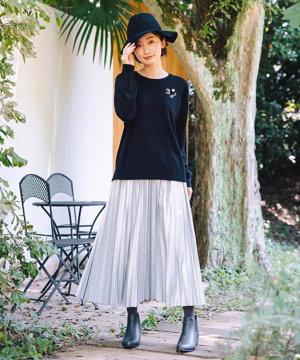 21号(6L～) レザーライクプリーツスカート