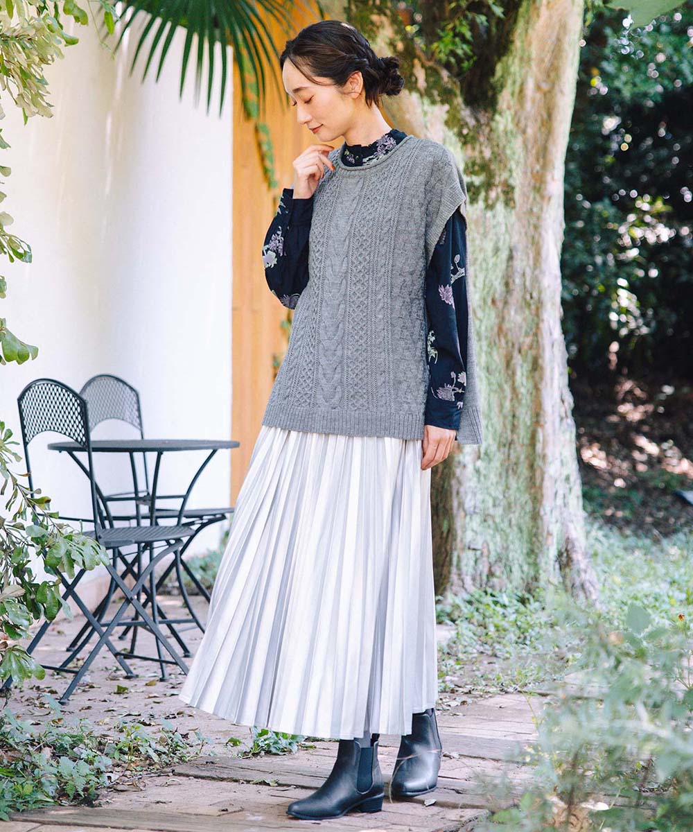 21号(6L～) レザーライクプリーツスカート