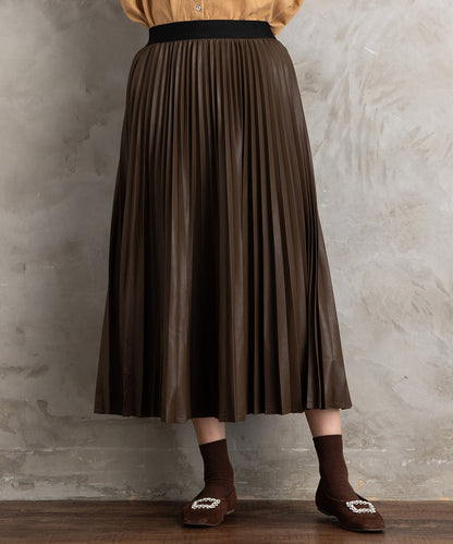 21号(6L～) レザーライクプリーツスカート