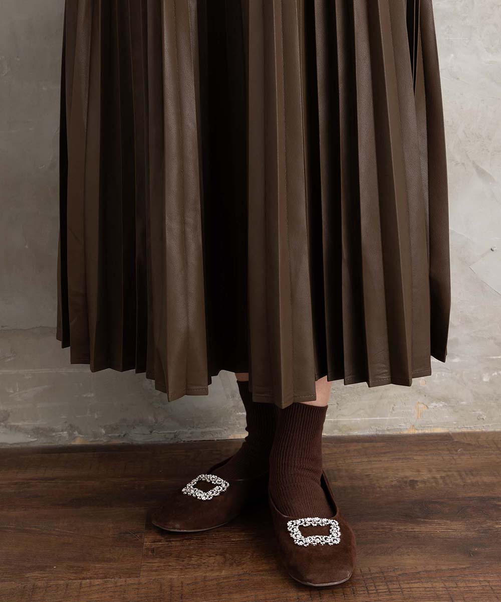 21号(6L～) レザーライクプリーツスカート