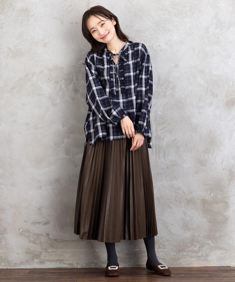 21号(6L～) レザーライクプリーツスカート