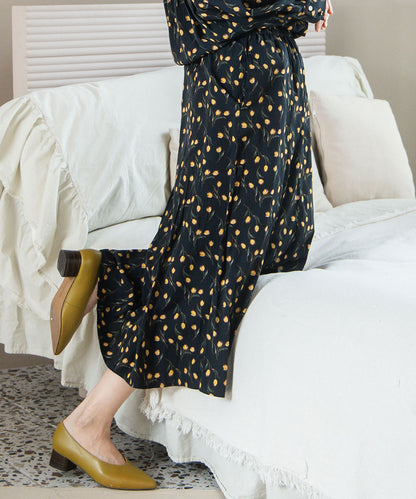 パウダーサテンチューリッププリントスカート