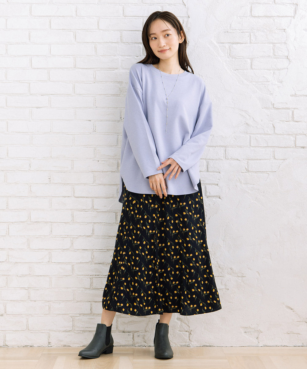 パウダーサテンチューリッププリントスカート