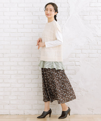 パウダーサテンチューリッププリントスカート