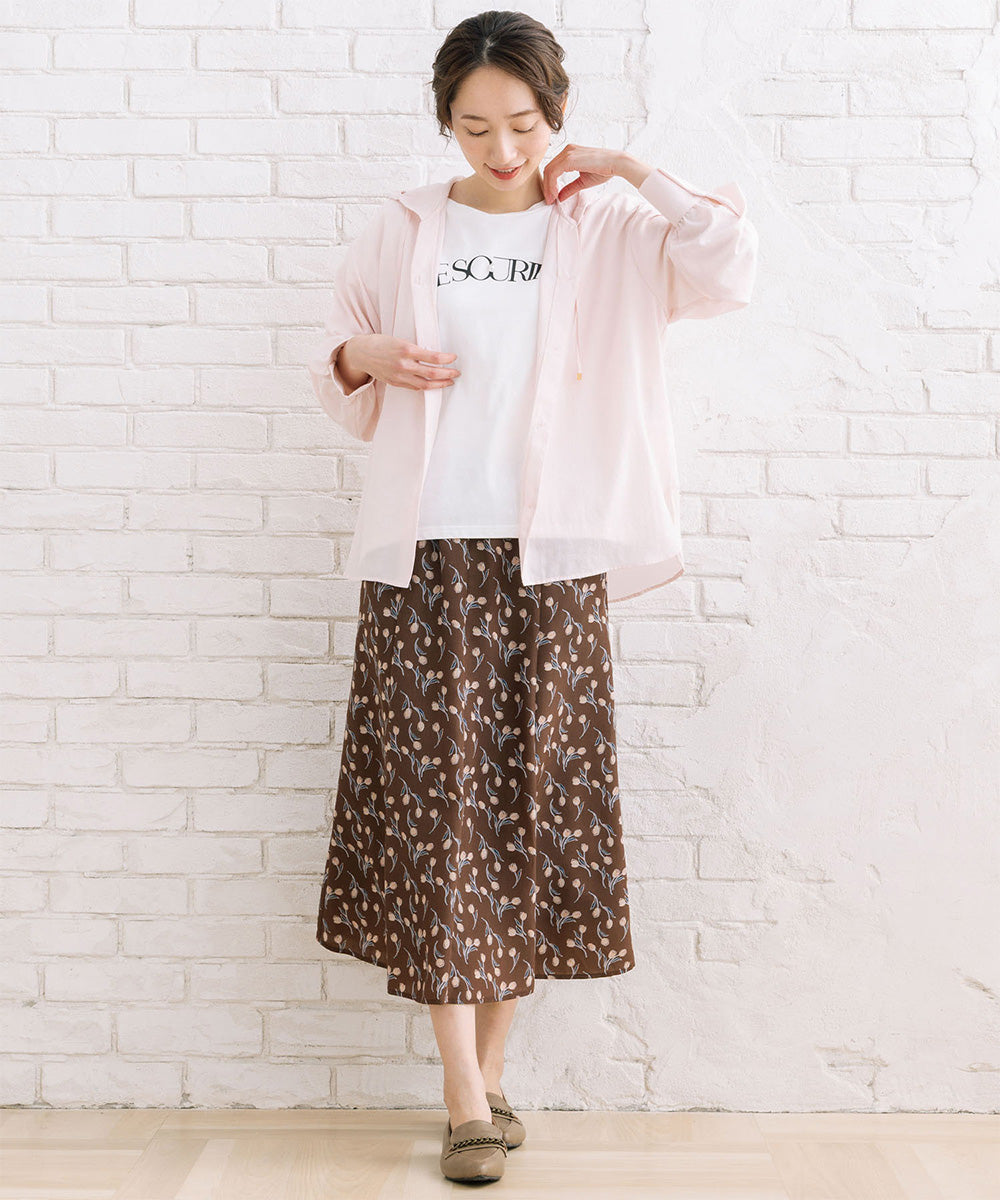 パウダーサテンチューリッププリントスカート