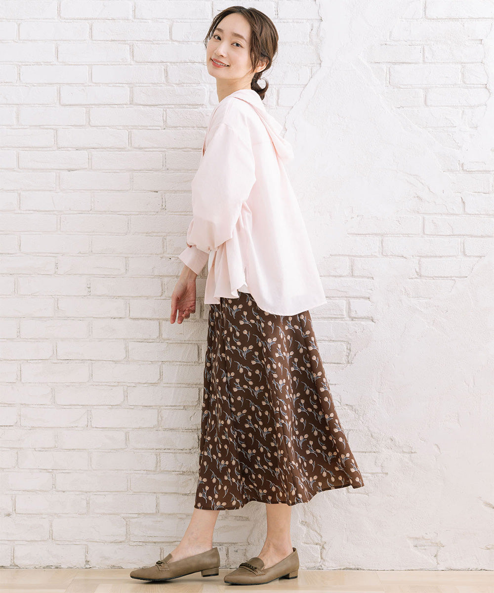 パウダーサテンチューリッププリントスカート