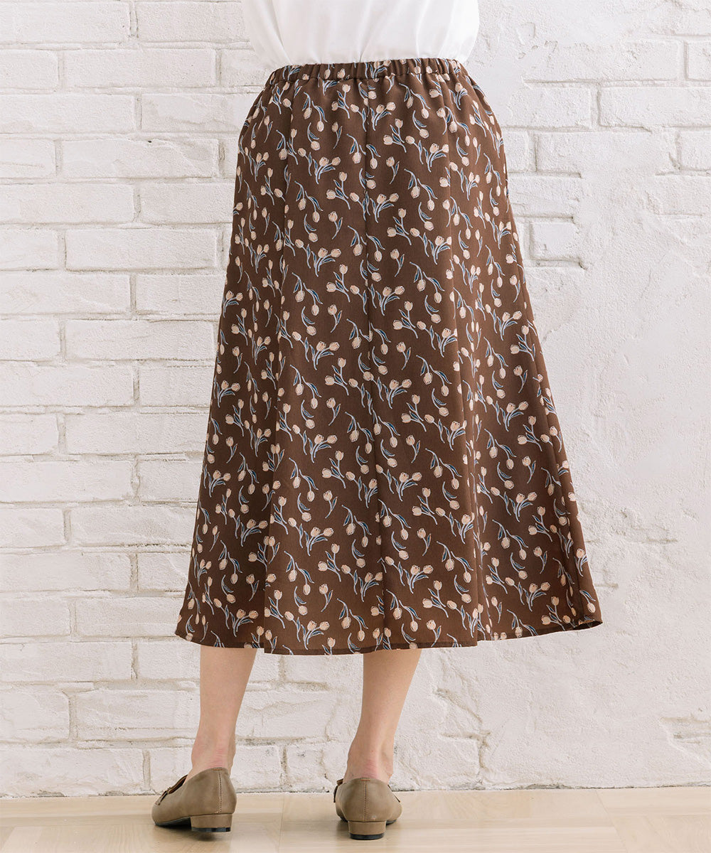 パウダーサテンチューリッププリントスカート