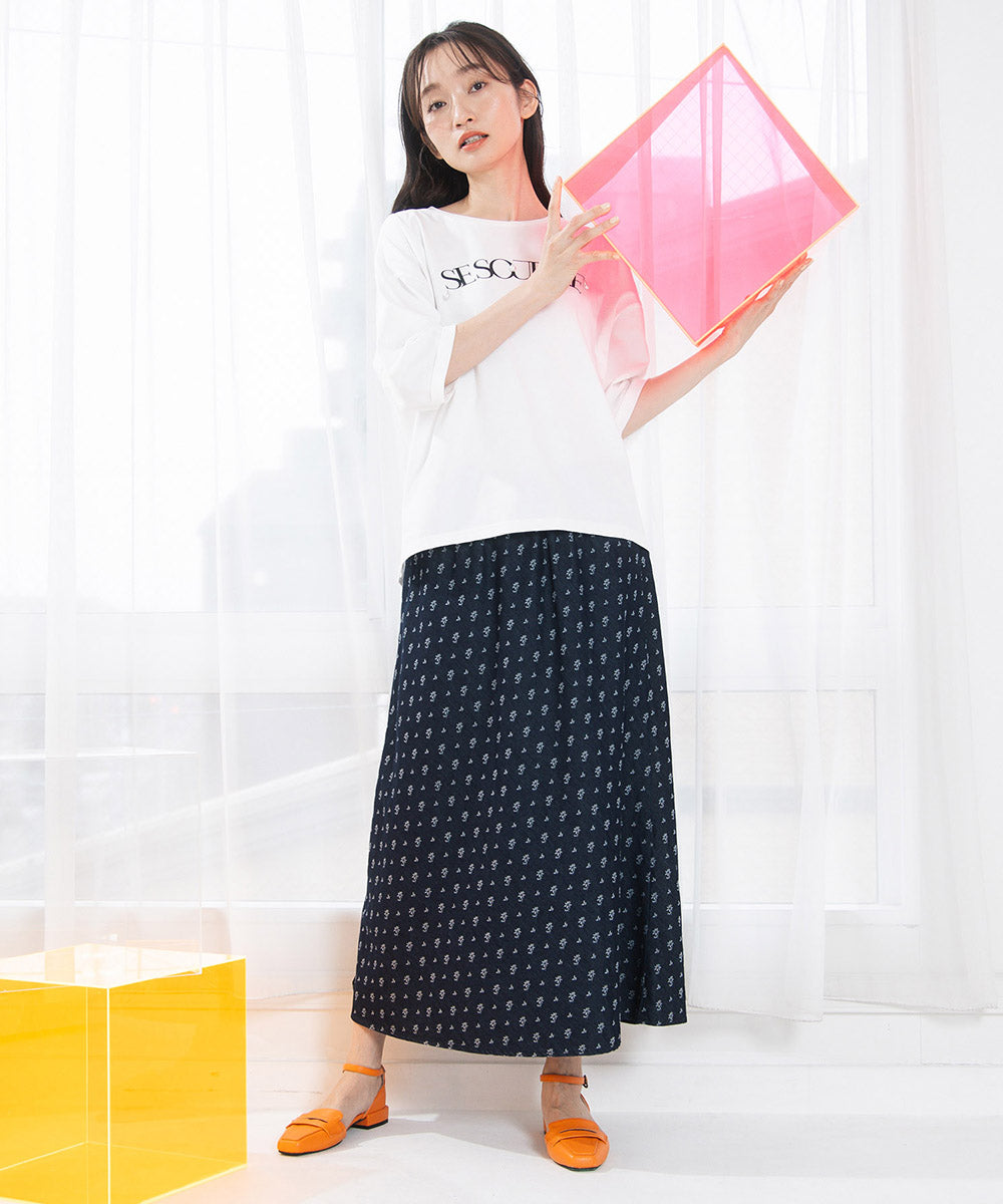 フラワージャカードデニムスカート