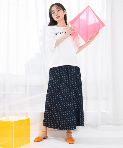 フラワージャカードデニムスカート