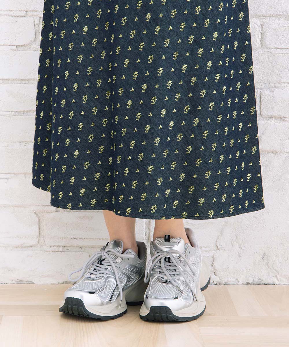 フラワージャカードデニムスカート