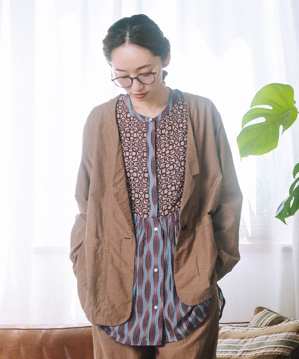 大きいサイズ レディース ジャケット キュブラ混素材 薄手｜sabstreet my standard(サブストリートマイスタンダード)