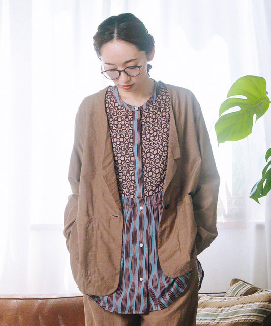 大きいサイズ レディース ジャケット キュブラ混素材 薄手｜sabstreet my standard(サブストリートマイスタンダード)