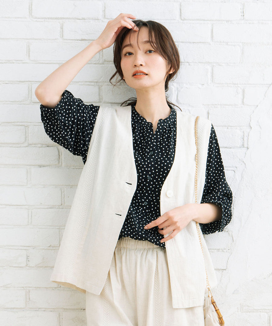 大きいサイズ レディース コットン リネン素材 ジレ|sabstreet my standard(サブストリートマイスタンダード)