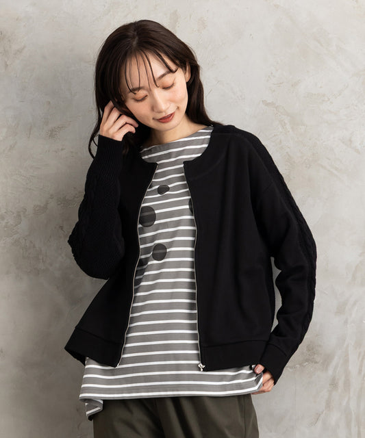 FONTLAB 裏毛×ケーブルコンビジップブルゾン