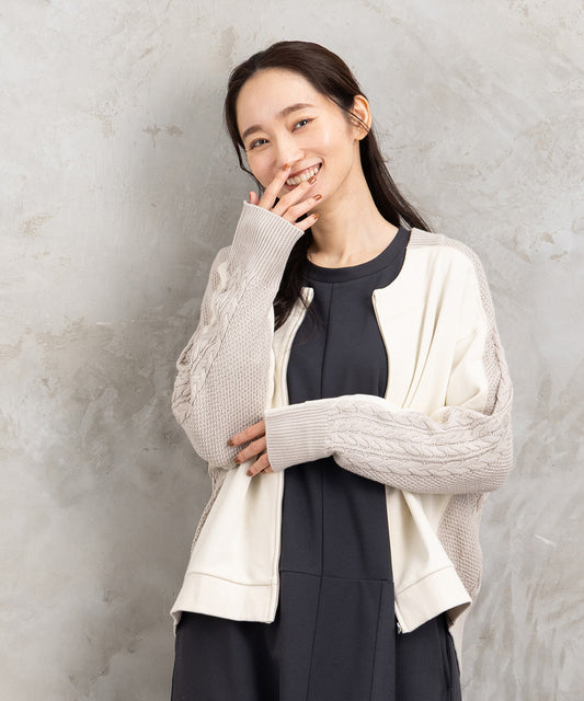 FONTLAB 裏毛×ケーブルコンビジップブルゾン