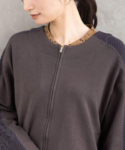 FONTLAB 裏毛×ケーブルコンビジップブルゾン