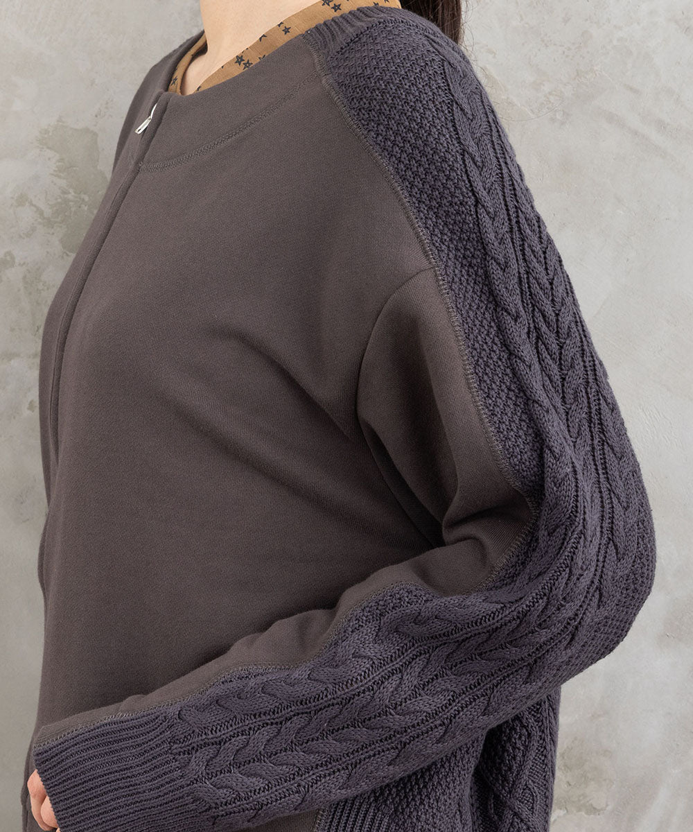 FONTLAB 裏毛×ケーブルコンビジップブルゾン