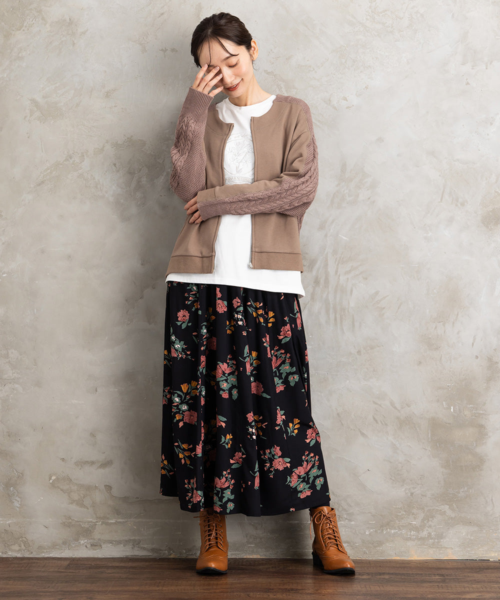 FONTLAB 裏毛×ケーブルコンビジップブルゾン